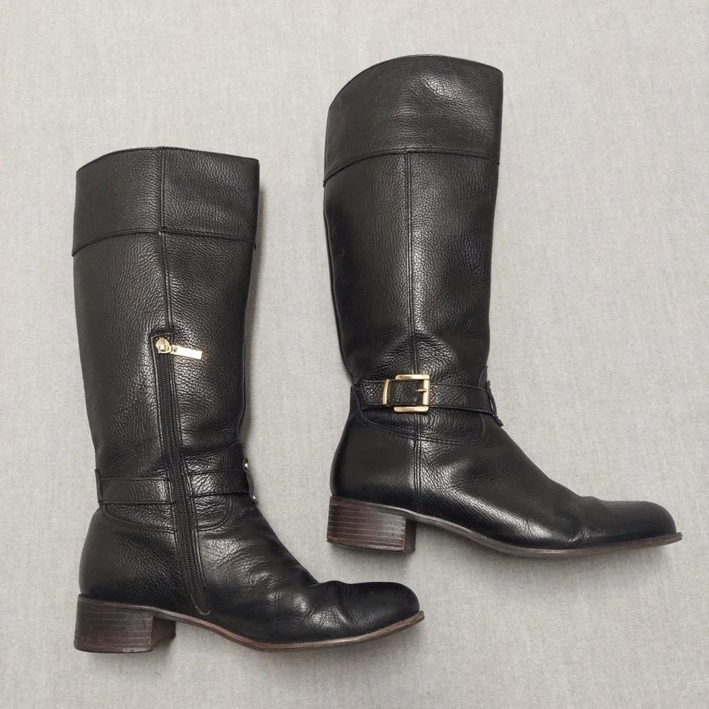 Banana Republic Riding‎ Boots Womens 10M Black Leather Knee High Zip Equestrian